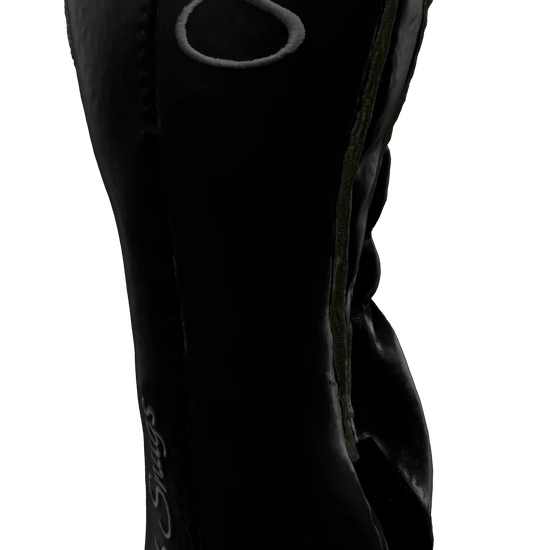 Right-Side view of a Bold Black, Black, Gray, and Gray Classic Fairway Headcover with split seam