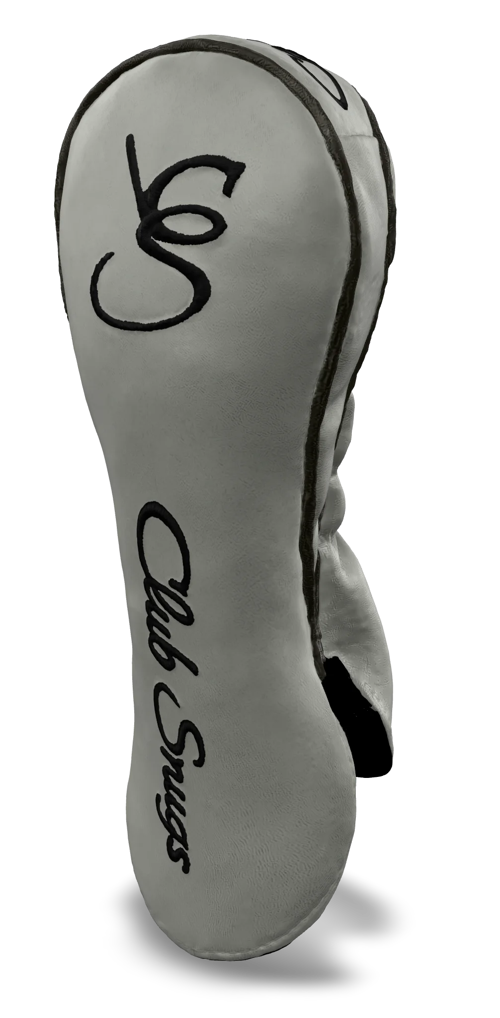 Right-Side view of a Light Gray, Gray, Black, and Black Shield Fairway Headcover with bold branding