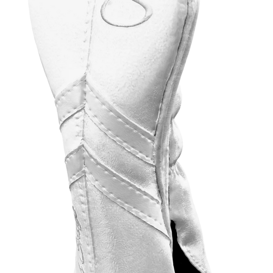 Right-Side view of a White, White, White, and White Retro-T Hybrid Headcover with Dual-V stripe and split seam