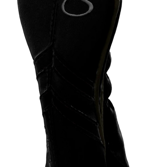 Right-Side view of a Black, Black, Black, and Gray Retro-T Hybrid Headcover with Dual-V stripe and split seam