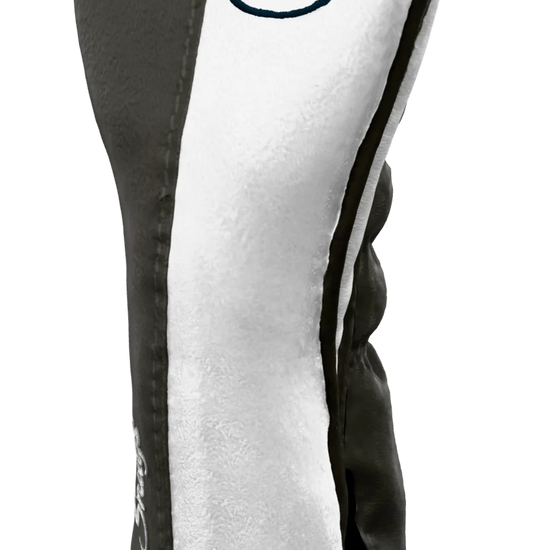 Right-Side view of a Exclusive Gray, White, Gray, and Navy Classic Hybrid Headcover with split seam