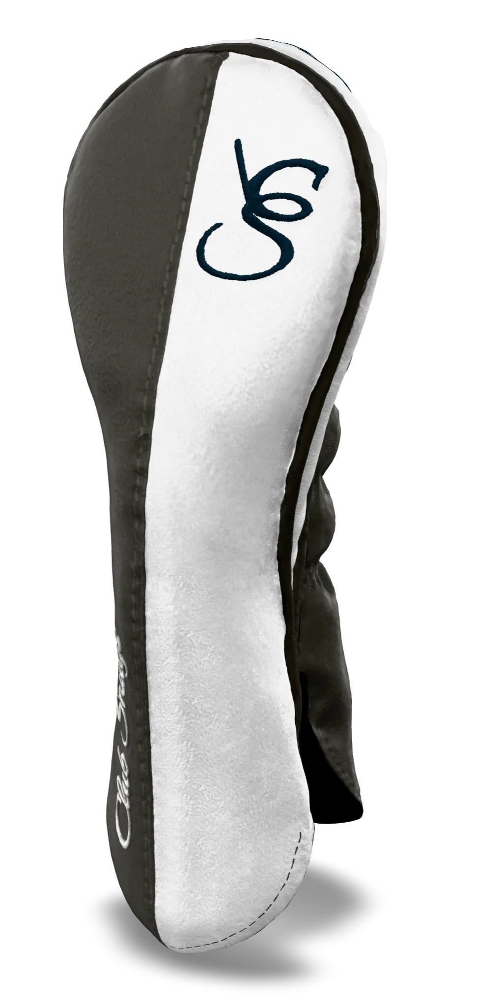 Right-Side view of a Exclusive Gray, White, Gray, and Navy Classic Hybrid Headcover with split seam