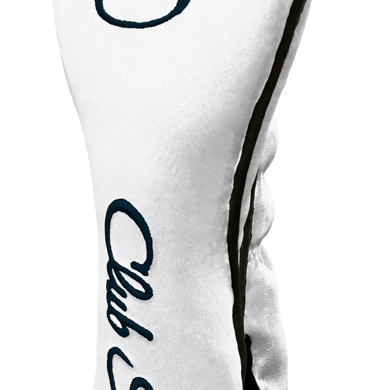 Right-Side view of a Bold White, Gray, Navy, and Navy Shield Hybrid Headcover with large branding