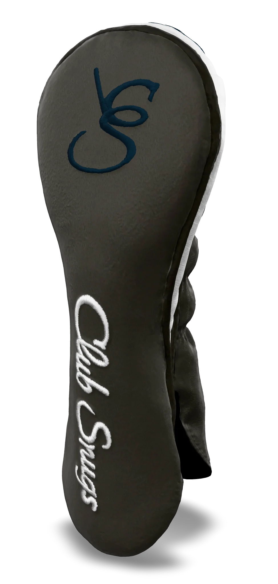 Right-Side view of a Bold Gray, Gray, White, and Navy Shield Hybrid Headcover with large branding