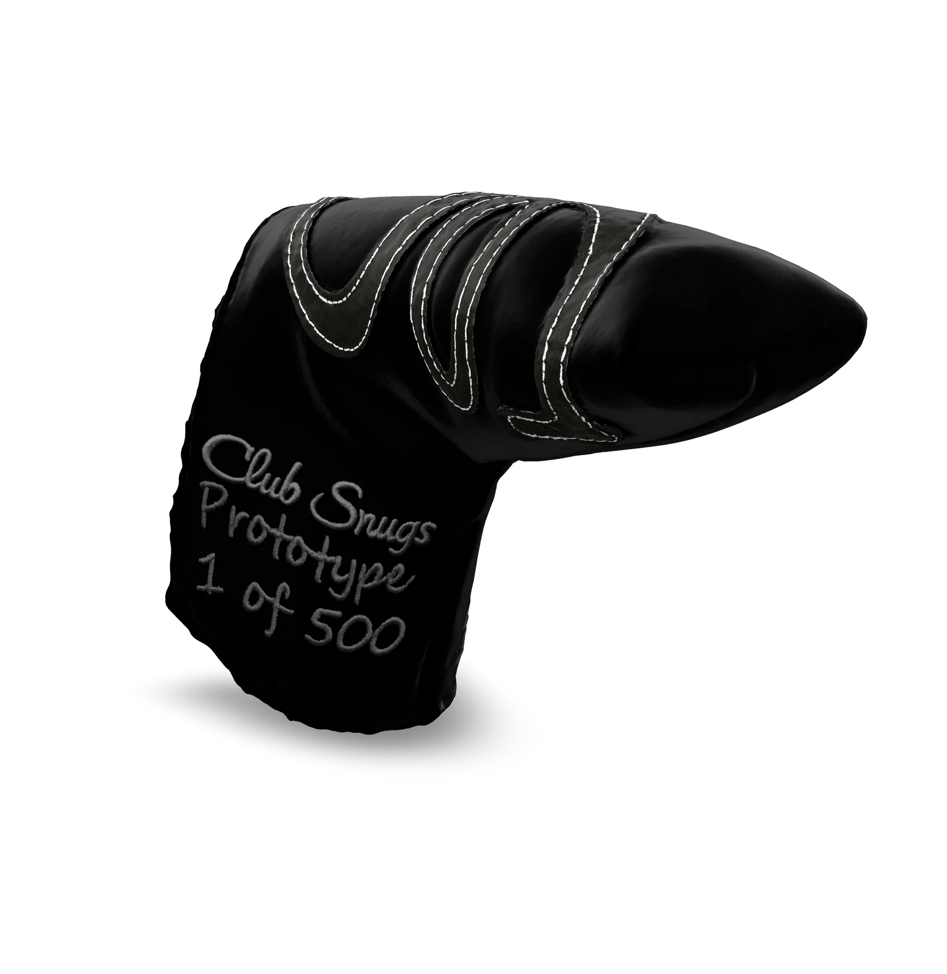 Interactive 3D model of the CS Proto Blade Putter Headcover in Black, Gray, and Gray, viewable on both desktop and mobile. Mobile users can experience the headcover in their space using augmented reality (AR) for a more immersive experience.