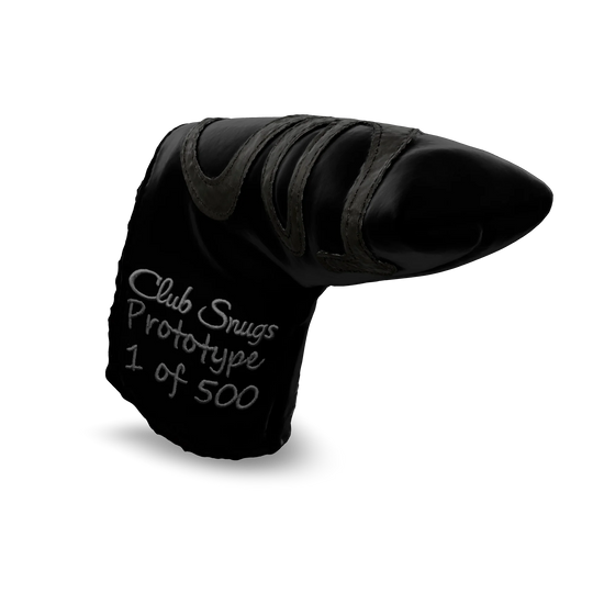 Interactive 3D model of the CS Proto Blade Putter Headcover in Black, Gray, and Gray, viewable on both desktop and mobile. Mobile users can experience the headcover in their space using augmented reality (AR) for a more immersive experience.