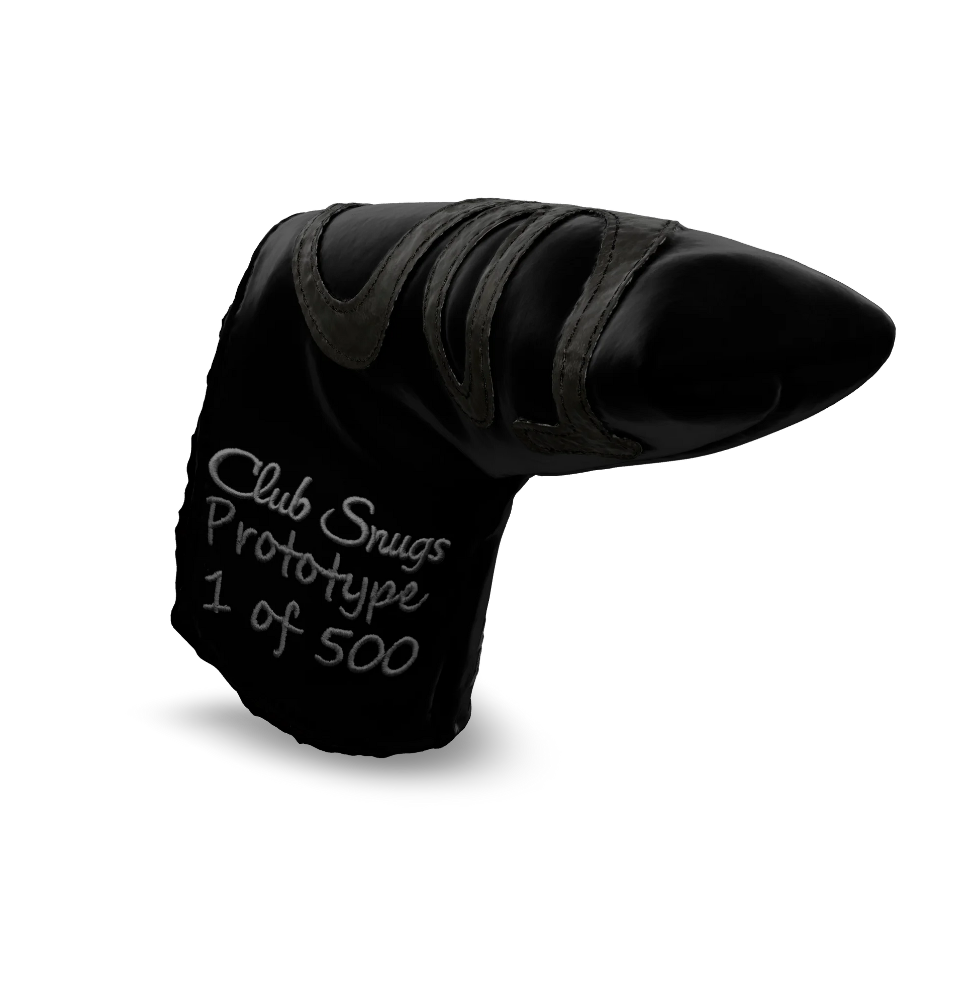 Interactive 3D model of the CS Proto Blade Putter Headcover in Black, Gray, and Gray, viewable on both desktop and mobile. Mobile users can experience the headcover in their space using augmented reality (AR) for a more immersive experience.